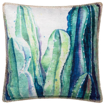 Loloi Indoor/Outdoor 18"x18" Green Grass Print Throw Pillow, Polyester/Polyfill