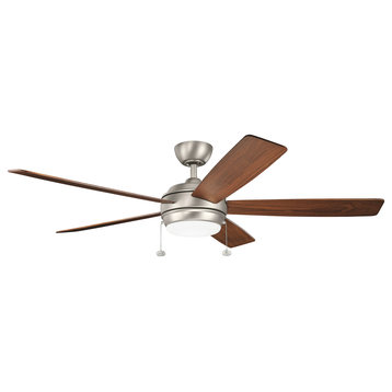 60" Starkk LED Fan, Brushed Nickel/Silver/Walnut Blade