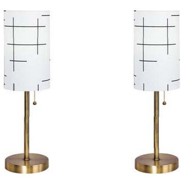 Mid-Century Table Lamp, Set of 2, Antique Brass