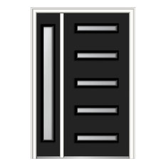 Frosted 5-Lite Fiberglass Smooth Door With Sidelite, 53"x81.75", RH In-Swing