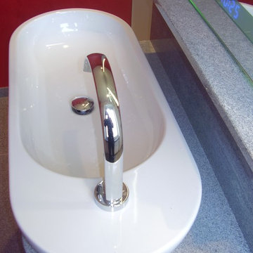 Granit-Waschtisch ( Padanh, hell ) mit Porzellan-Aufsatz-Waschbecken