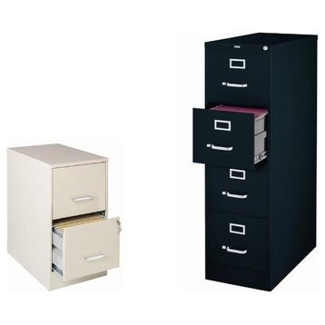 2 Piece Value Pack Drawer File Cabinets in Stone and Black