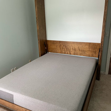 Custom Built Vertical Queen Murphy Wall Bed Cabinet, Stained Finish