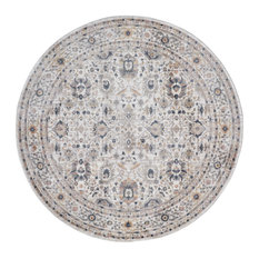 Feizy 3854FGRY Kyra Machine Made Ivory / Blue Area Rug - 5'-6" X 5'-6"