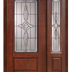 Prehung Sidelight Door 80 Fiberglass Marsais 1 Panel 3/4 Lite Glass - Front Doors