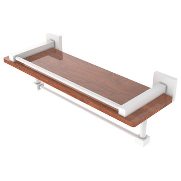 Montero 16" Wood Shelf with Gallery Rail and Towel Bar, Matte White