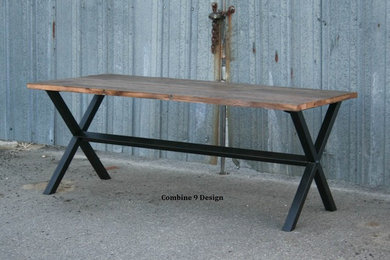 Vintage Industrial Dining Table. Minimalist, Modern, Urban. Reclaimed Wood.