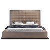 Ludlow Wenge Platform Bed | Taupe Leather, Queen