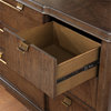 Milan Walnut Brown Wood 6-drawer Dresser and Mirror