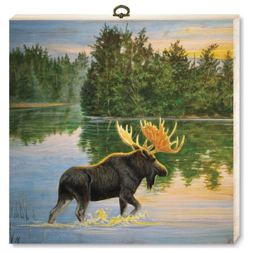 "Lake Moose" Cutting Board, 12"x12"