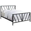 Pulaski All-In-One Black High Gloss Chevron Patterned Queen Metal Bed