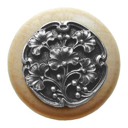 Inviting Home Inc. - Ginkgo-Berry Natural Wood Knob, Unfinished With Antique-Style Pewter - Cabinet And Drawer Knobs