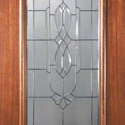 Slab Single Door 80 Wood Mahogany Kensington 1 Panel 3/4 Lite Glass - Front Doors