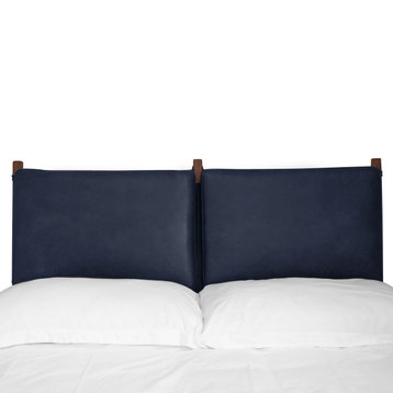 Poly and Bark Truro Bed Headboard Cushion Set, Midnight Blue, King
