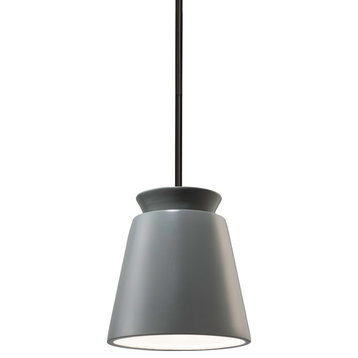 Small Trapezoid Pendant, Pewter Green, Matte Black, Integrated LED