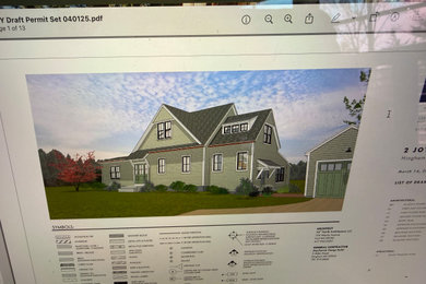 Example of a transitional home design design in Boston