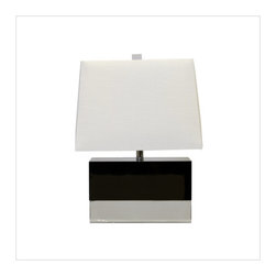 Worlds Away Foley Black Lacquer with Nickel Table Lamp - Table Lamps