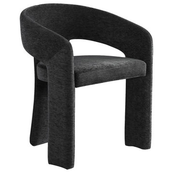 Rendition Plush Fabric Dining Chair, Black