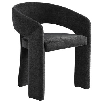Rendition Plush Fabric Upholstered Dining Chair, Black