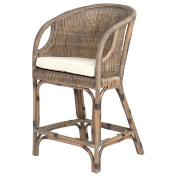 East at Main Vold Brown Square Rattan Counter Stool