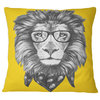 Lion with Glasses and Scarf Animal Throw Pillow, 18"x18"