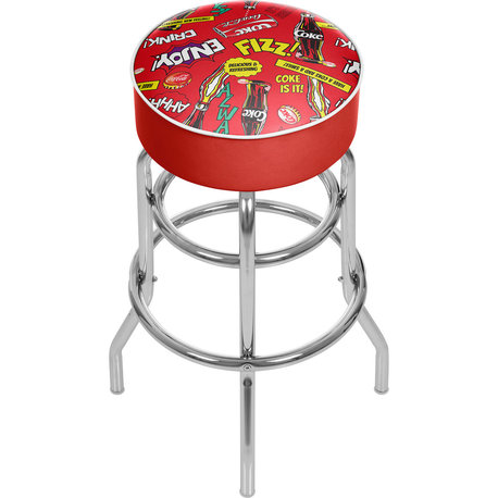 Coca Cola Padded Swivel Bar Stool, Pop Art