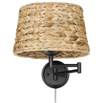 Eleanor 1 Light Articulating Wall Sconce With Woven Sweet Grass Shade