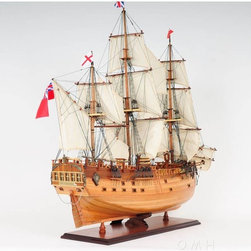 H.M.S. Endeavour T275 37" Open Hull Ship Model - Decorative Objects And Figurines