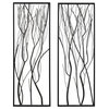 LuxenHome Set of 2 Gold Branches and Black Frame Rectangular Metal Wall Decor