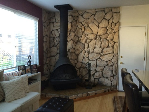 Removal Of 1970s Faux Rock Lava Stone, Fireplace Lava Rock Removal