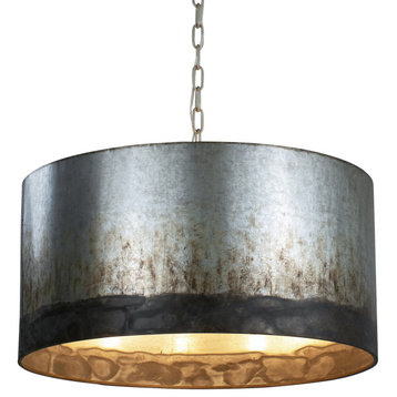Varaluz 323P04 Cannery 24"W Drum Chandelier - Ombre Galvanized