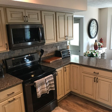 Amish Custom Cabinetry-Antique White with Gray Flood Glaze