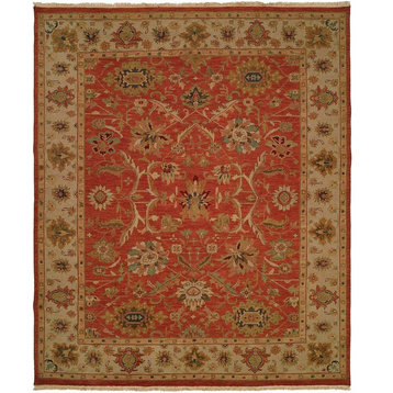 Soumak Flatweave Hand-Knotted Rug, Rust and Ivory, 9'x12'