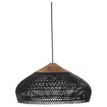 Black Braided Rattan Pendant Lamp | dBodhi Banjo, Medium