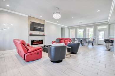 Trendy living room photo in Oklahoma City