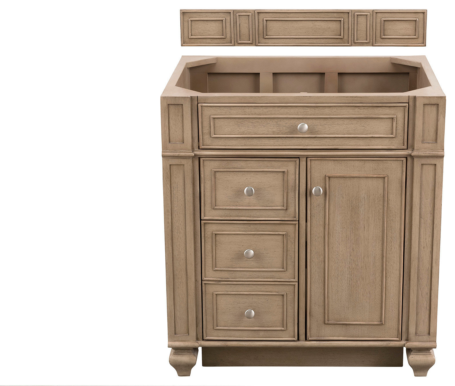 James Martin 157-V30-WW-3CAR 30 Inch washed Walnut vanity w/ Carrara ...