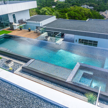 West Lake Hills Infinity Edge Pool & Decks (Ipe, Cable Railing)