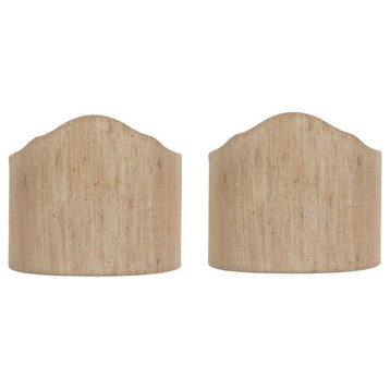 Set of 2 Wall Sconce Shield Clip on Half Lampshades, Beige Linen