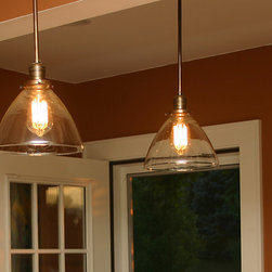 Custom Pendants with with blown glass shades and repro Edison bulbs - Pendant Lighting