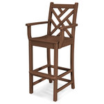 Polywood - Polywood Chippendale Counter Arm Chair, Teak - Added height and arms make this chair a favorite choice among guests. POLYWOOD furniture is constructed of solid POLYWOOD lumber that's available in a variety of attractive, fade-resistant colors. It won't splinter, crack, chip, peel or rot and it never needs to be painted, stained or waterproofed. It's also designed to withstand nature's elements as well as to resist stains, corrosive substances, salt spray and other environmental stresses. Best of all, POLYWOOD furniture is made in the USA and backed by a 20-year warranty.