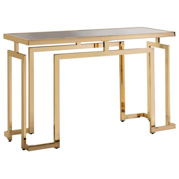 Furniture of America Mahone Contemporary Glass Top Console Table in Gold