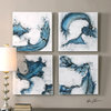 Abstract Blue White Swirl Wall Squares, 4-Piece Set