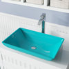 640 Colored Glass Vessel Sink, Turquoise, Sink Only, No Additional Accessories
