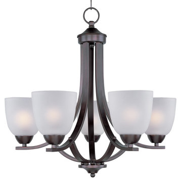 Axis 5-Light Chandelier, Oil Rubbed Bronze With Frosted Glass/Shade