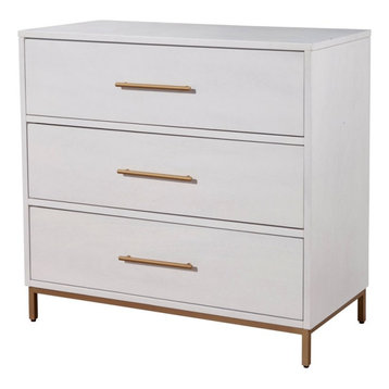 Alpine Furniture Madelyn Three Drawer Wood Small Chest in White