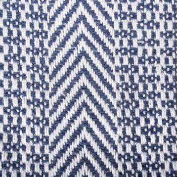 DII 60x50" Modern Cotton Herringbone Stripe Throw, Nautical Blue/White