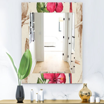 Designart Pink Blossom 37 Bohemian And Eclectic Frameless Vanity Mirror, 24x32