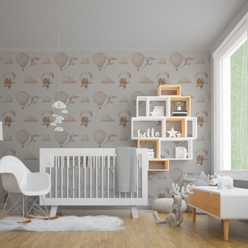 Bears and Balloons Nursery Wallpaper