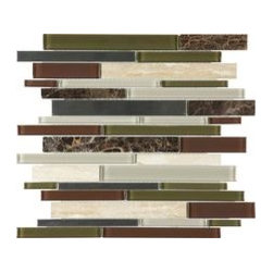Random Strip Glass - Stone - Stainless - Deep Grotto - Tile