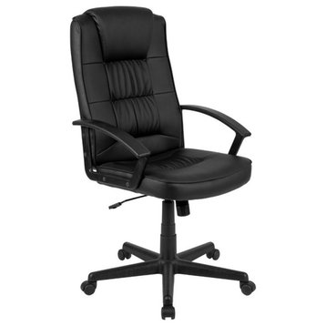 Flash Furniture Fundamentals High Back Leather Office Swivel Chair in Black
